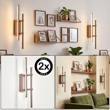 Kiron aplique de pared LED moderno, set de 2, lámpara mural vertical rectangular