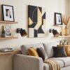 Aplique de pared Alsen en set de 2 con ranuras geométricas, foco orientable, pantalla dorada