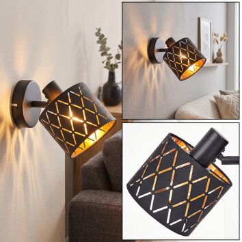 Alsen aplique de pared orientable E14 con pantalla calada para salón, Ø 12 cm
