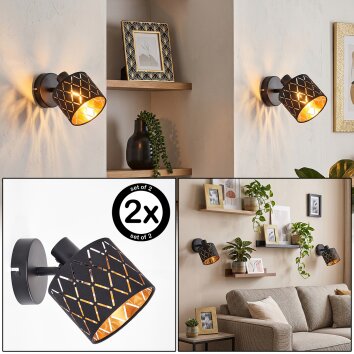 Alsen aplique de pared orientable, set de 2 con pantalla con recortes E14