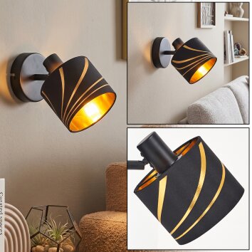 Alsen aplique de pared orientable E14 con pantalla ranurada en dorado