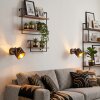 Aplique de pared Alsen con pantalla cónica negra y dorada, set de 2, con foco orientable