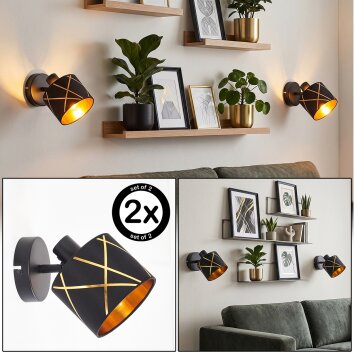Opatija aplique de pared orientable E14, pantalla con recortes, set de 2