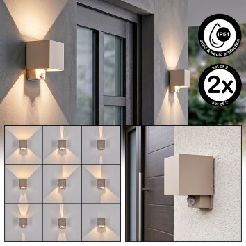 Tamarin aplique exterior con sensor de movimiento LED, cuadrado, pack de 2
