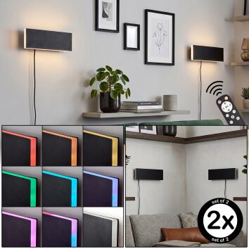Axion aplique de pared LED rectangular con mando a distancia, pack de 2