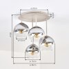 Luminaria esférica Koyoto, 4 pantallas de vidrio transparente y ahumado, ø 15 cm