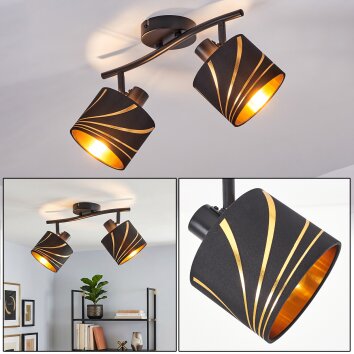 Alsen plafón de techo vintage con 2 focos orientables y barra curva