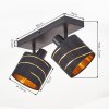 Spot de techo Alsen, dos pantallas negro-doradas orientables para pasillo y entrada