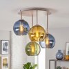 Moderna luminaria esférica Koyoto con 4 pantallas de vidrio en azul, dorado y verde