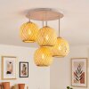 Basto plafón de techo de 4 luces con pantallas globo trenzadas, estilo boho