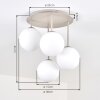 Luminaria esférica moderna Gastor en racimo con 4 pantallas de vidrio blancas
