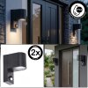 Aplique de exterior Kingstown, set de 2, pantalla semicilíndrica, sensor de movimiento