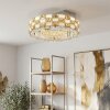 Plafón LED Seloria, luz regulable 2700-6000 Kelvin, aro con cristales ámbar y claros