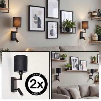 Lámpara de lectura de pared Turil, set de 2, LED 3000 Kelvin cálida y foco orientable