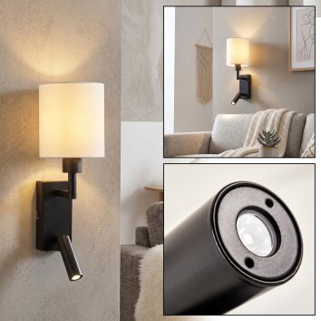 LED lámpara de lectura de pared Turil, pantalla blanca, foco orientable para el sofá