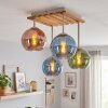 Luminaria esférica Koyoto estilo boho, 4 pantallas de vidrio en azul, verde y cobre