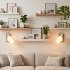 Aplique de pared orientable Alvorn, set de 2, pantalla cilíndrica blanca