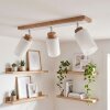 Plafón de techo Alvorn escandinavo con barra de madera y tres focos orientables
