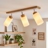Plafón de techo Alvorn escandinavo con barra de madera y tres focos orientables