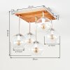 Luminaria esférica Koyoto, listones de madera en arena y 5 pantallas de vidrio transparente