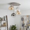 Luminaria esférica Gastor, 4 pantallas ámbar, transparentes y ahumadas, ø 15 cm, E14
