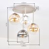 Luminaria esférica Gastor, 4 pantallas ámbar, transparentes y ahumadas, ø 15 cm, E14