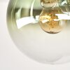 Plafón de esferas Gastor moderno con 4 globos de vidrio en azul, verde, transparente y cobre