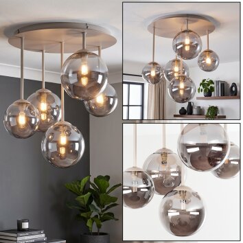 Chehalis lámpara de techo de 5 luces con globos colgantes, ø 45 cm, estilo retro