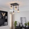 Koyoto, plafón de cristal estriado, lámpara de techo 4 luces con globos ahumados