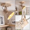 Foco de techo orientable Orny con brazo de madera y pantalla crudo para la cocina