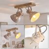 Plafón de techo escandinavo Orny, barra alargada de madera cruda y focos orientables