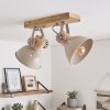 Plafón de techo escandinavo Orny, barra alargada de madera cruda y focos orientables