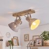 Plafón de techo escandinavo Orny, barra alargada de madera cruda y focos orientables