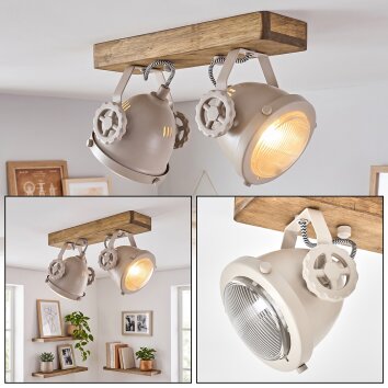 Foco de techo Herford, dos cabezales orientables, estilo boho, para la cocina