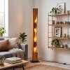 Lámpara de pie Sernadelo Boho con columna de madera ondulada en crudo, 4 luces