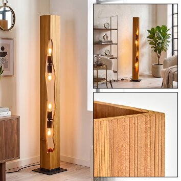 Lámpara de pie con abertura ondulada Sernadelo, crudo, estilo Boho, 4 luces