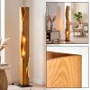 Lámpara de pie Sernadelo bohemia de madera cruda con columna ondulada, 4 luces