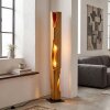 Lámpara de pie Sernadelo bohemia de madera cruda con columna ondulada, 4 luces