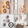 Aplique de pared retro Gastor, set de 2, con 3 esferas de vidrio ahumado