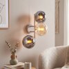 Aplique de pared moderno Gastor con tres globos de vidrio ahumado y ámbar, E14