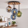 Lámpara de techo Gastor, 4 esferas de vidrio azul, verde, cromo y ahumado