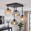Lámpara colgante moderna Gastor con 4 globos de vidrio ahumado, ámbar y transparente