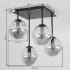 Lámpara colgante moderna Gastor con 4 globos de vidrio ahumado, ámbar y transparente