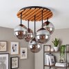 Lámpara de techo Gastor con globos de vidrio ahumado, 5 luces sobre la mesa de comedor