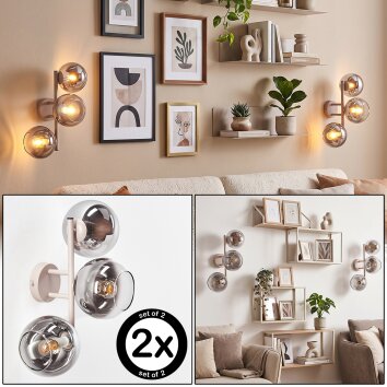 Aplique de pared Koyoto moderno, set de 2, con tres esferas de vidrio