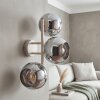 Aplique de pared Koyoto moderno con tres pantallas esféricas de vidrio en cromo y ahumado
