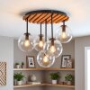 Plafón de techo boho Gastor en crudo con 5 globos de vidrio transparente