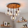 Plafón de techo boho Gastor en crudo con 5 globos de vidrio transparente