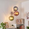 Aplique de pared retro Koyoto con 3 globos de vidrio azul, verde y cobre