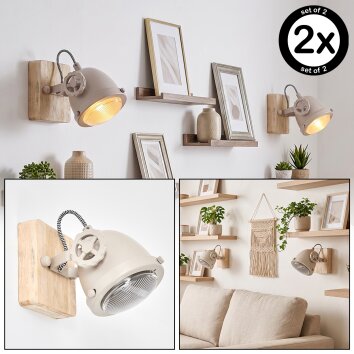 Aplique de pared Herford, set de 2, foco orientable color arena para lectura